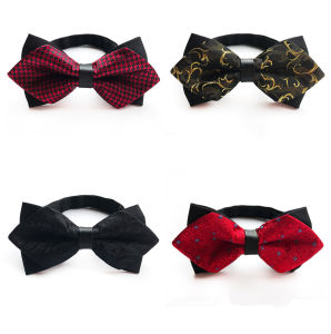 Hot Sale Men Polyester 6*12cm Bowtie Vintage Wedding Party Prom Bow Tie Red Maroon Black Dark Pattern Plaid Adjustable Necktie Gentrys Essential Sharp Corner Bowknot Easter Gift