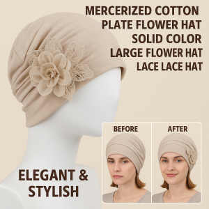 Mercerized Cotton Hat Solid Color Plate Lace Lace Hat Big Flower Hat