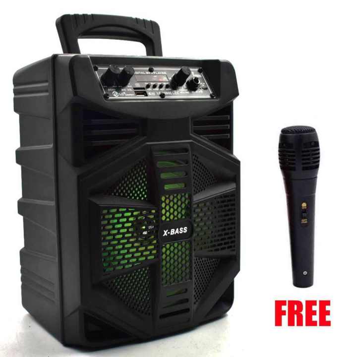 8Inch Karaoke Wireless Bluetooth Portable Speaker with FREE wire MIC ...