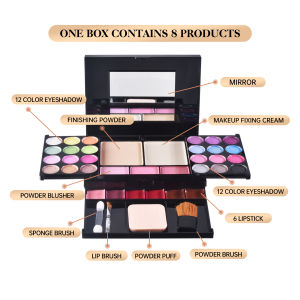 All-in-One Professional Makeup Kit - 24 Eyeshadows 3 Blushes 6 Lipsticks 2 Powders & 3 Brushes Ideal Gift for Teens & Beginners Choice Valentines Day Gift