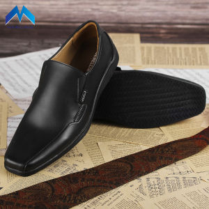 MOERELLI & CO FULL BLACK Sepatu Pantopel Pria Hitam Slip on Pendek Kulit Swedian Formal Kuliah Kerja Kantor Keren - Pantopel