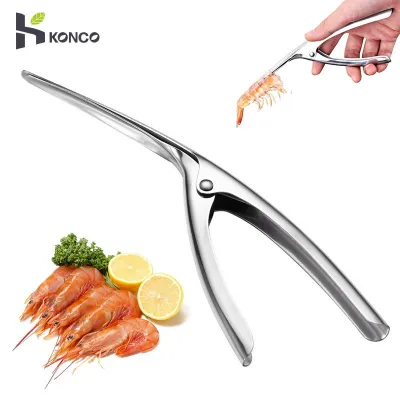 KONCO Stainless Steel Shrimp Prawn Peeler Manual & Fast Crayfish Shrimp Deveiner Peel Professional Prawn Peeler Tool