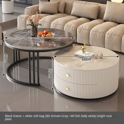 Sintered Stone Coffee Table/Light Luxury Marble Coffee Table/Simple Marble Coffee Table/Round Tea Table