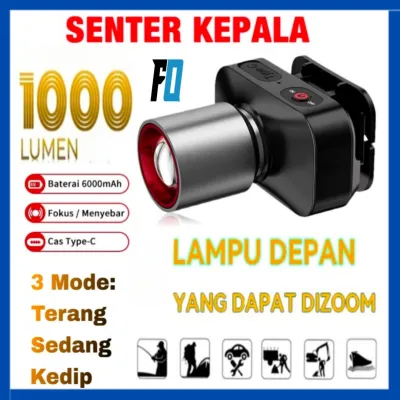 (FO)Senter Kepala AJ-158 / Senter Kepala Zoom 1000 Lumen