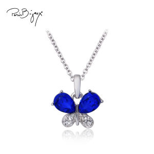 Exotic Butterfly Necklace Embellished with Crystals 925 Silver Chain Rhodium Plated