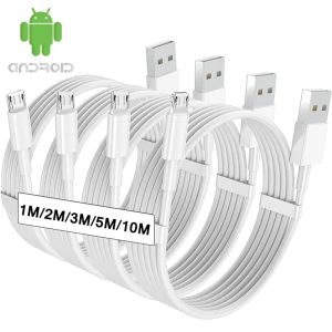 สายชาร์จไมโคร USB เร็วเป็นพิเศษสำหรับโทรศัพท์ Xiaomi แอนดรอยด์ Samsung ลำโพงกล้องสายชาร์จแบตเตอรี่สายข้อมูล1M/2M/3M/5M/10M