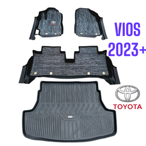 FULL  BỘ VIOS -Thảm lót sàn & cốp MAXXCAR nhựa TPE NGUYÊN SINH đúc 5D cho xe TOYOTA VIOS 2023 + tràn viền.