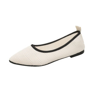Plus Size Single Shoes Womens New Korean Version of Flying Woven Pumps Womens Shoes Flat Sole Pointed Bean Shoes Wholesale