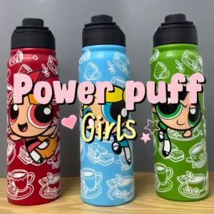PYD Customized 800ml Powerpuff Girls Character Blossom Stainless Tumbler Vacuum Flask Hot & Cold