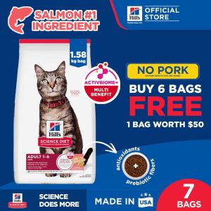 [8.8 PRESALE] Hills Science Diet Adult Salmon & Brown Rice Recipe Dry Cat Food 1.58kg x 7 Bags