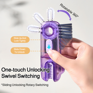 360° Multifunctional Cup Brush Three-in-One Cup Cover Brush Baby Bottle Kettle Thermos Cup Washing Bottle Brush Baby Food Supplement三合一可折叠卡通杯刷