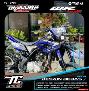 Stiker keren Decal Yamaha WR 155R fullbody motif terbaru desain custom bisa request skotlet motor list variasi striping WR 155R super glossy tebal bebas Request - Striping motor Yamaha WR fullbody Dekal custom WR 155R Sticker Motor WR 155R Fulbody TC-0707
