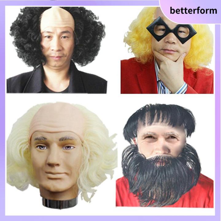 4-teiliges Glatzenkappe Set - Latex Bald Cap Mit Wig Cap & Schnurrbart