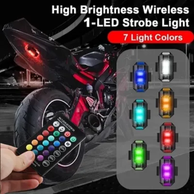 2pcs Lampu Led Kedip Pesawat Sepeda Motor Lampu Peringatan 7 Warna Anti Air Lampu Kolong Motor Remote Control Nirkabel