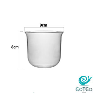 GotGo แก้วน้ำปากบานทรงระฆัง แก้วชา นม วัสดุแก้วใส่อุ่น หรือ ร้อนได้ 320ml Glass cup