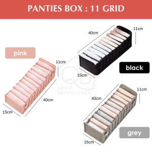 QB Upgraded Underwear storage box foldable socks bra panties Wardrobe closet drawer foldable organizer Tudung organiser
