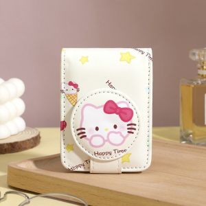 Cute KT LOOPY Small Makeup Bag with Mirror Portable Lipstick Organizer for Women Travel Storage Bag Lightweight Cosmetic Case Girl Gift