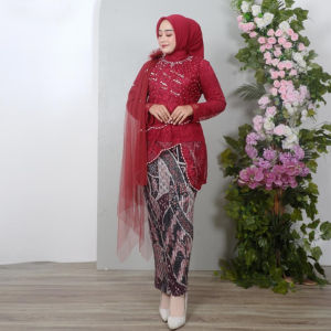 Kebaya Tunik Wanita Selena Slayer Brokat Bordir Payet Modern Multi-color
