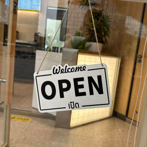 ป้ายแขวน 2หน้า ปิด เปิด ป้ายเปิดปิด ป้ายประตูร้านแ OPEN/CLOSED ป้ายร้านอาหาร ทำจากแผ่นไม้  ไม่บวมไม่ลอก แถมเชือก ตะขอ