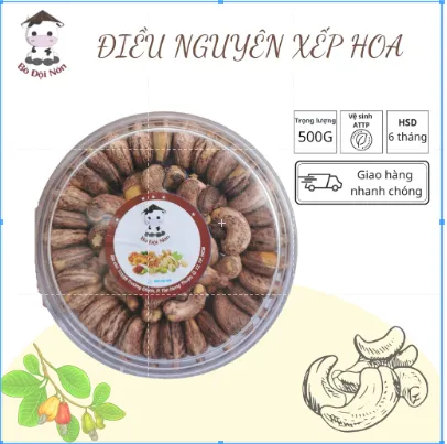 Hạt Điều Nguyên Lụa Xếp Hoa Bò Đội Nón 500g