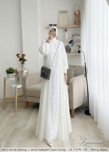 Zahira1808 Annisa Dress Bahan Katun Bolong Mix Ceruty Baby Doll Import Gamis Syari Murah Trendi Baju Syari Muslim Wanita Ibu Terlaris Baju Pesta Best Seller Gamis GLZ