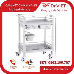 XE ĐẨY DỤNG CỤ TIÊM NHỰA ABS LOẠI 2 TẦNG CỠ LỚN 1 HỘC CHẬU SIZE L
