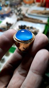 cincin batu akik sepirtus biru langit orjinal