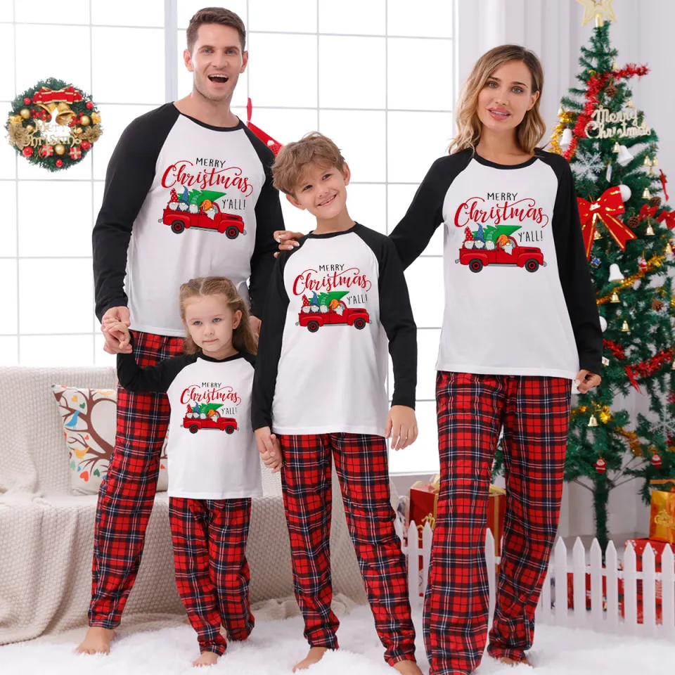 Christmas Pajamas for Family Matching Pjs Set Classic Plaid Long Sleeves  PJs for Kids Baby Womens Mens Gifts