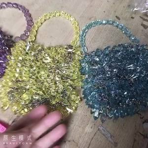 Handmade woven bags direct factory sales in-stock wholesale transparent crystal acrylic water drop metal handmade womens handbags