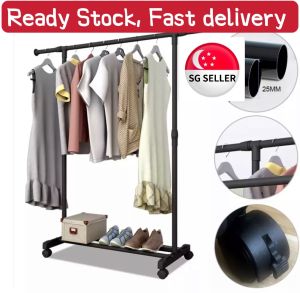 [LOCAL SELLER] Single / Double Clothes Hanger Rack Wardrobe Hanging Drying Shelf Organizer