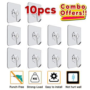 [2PCS/5PCS/10PCS] Encora Wall Mounted Nails Free Magic Hook Strong Adhesive Punch Free Hook Penyangkut Serbaguna 多功能挂钩
