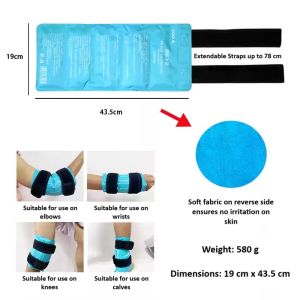 Hot & Cold Compress Sports Reusable Gel Ice Pack With Straps for Knee Injury Swelling Pain Relief for Repeated Use