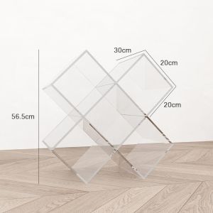 UrbanSpace SG- Transparent Simple Bookend Shelf Desktop Acrylic Magazine Storage Light Luxury Home Living Room Side Table Floor Storage Rack