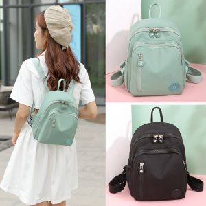 ETIONS จุได้มาก กระเป๋าเป้สะพายหลังขนาดเล็ก ง่ายๆ นุ่มนุ่มๆ กระเป๋าผ้าใบแคนวาส แฟชั่นสำหรับผู้หญิง สีทึบทึบ กระเป๋าโรงเรียนกระเป๋า สาวๆ