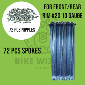 SPOKES / RAYOS AND NIPPLE 195mm x 10g GALVANIZE STEEL FOR (RIM #20) BIKE PARTS