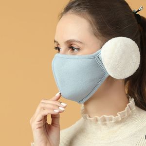 ODZ5L Ngoài trời Sáng Tạo Tai Ấm Hơn Chống bụi Lông cừu Windproof Earflap Bọc Mùa đông Vải Phụ Kiện 2in1 Earmuffs  Nạ Người đàn ông Phụ Nữ  Nạ