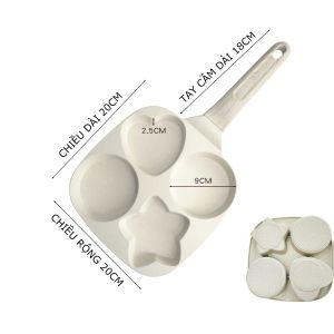 [HCM] Chảo chiên rán trứng mini làm bánh 4 ngăn chống dính khuôn chảo hình sao và hình tròn dùng được bếp từ- Joyee810