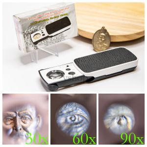 NO.774 แว่นขยายส่องพระ LED 30x-60x-90x กล้องส่องพระ แว่นขยาย แว่นส่องพระ แว่นส่องเพชร กล้องส่องเพชร แว่นขยายพับได้ แว่นขยายพกพา กล้องขยาย