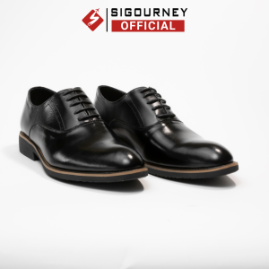 Giày oxford nam da bò cao cấp đế diễu SIGOURNEY màu đen trơn SIG17 bảo hành 18 tháng