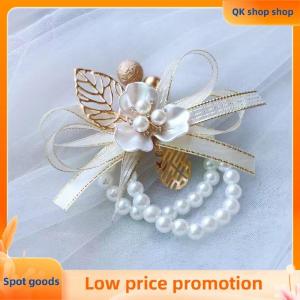 ✨QK shop✨ Exquisite Wedding Supplies Fashion Bride Pearl Clover Wrist Flower Elegant Bridesmaid Wristband Jewelry Accessories Gifts