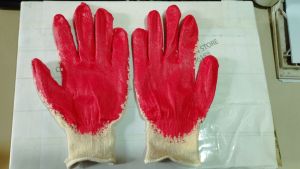 Găng tay len sợi phủ sơn đỏ dày dặn chống trơn trượt găng tay bảo hộ lao động (giá 1 đôi)