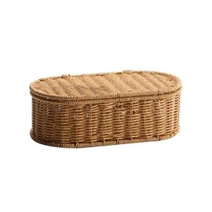 Multipurpose Natural Rattan Handwoven Storage Basket With Space Saving Designs for Cabinets Portable for Books and Toy