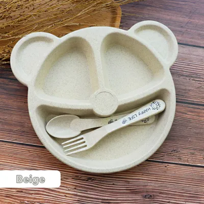 Mumystation Baby Tableware Set Cute Feeding Dish Plate Kids Training Wheat Straw Bowl 儿童餐具套装