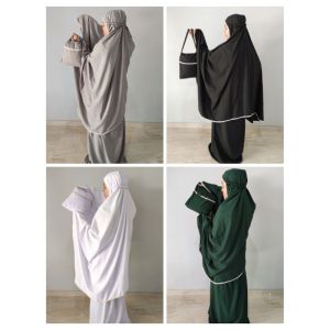 Mukena Potongan Setelan Dewasa Katun Mikro Pakai Rok Motif Bordir Tabur Peony Cantik