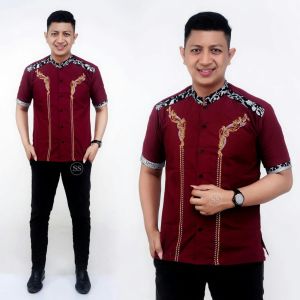 [PROMO RAMADHAN] Baju Koko Laki Laki Putih Lengan Pendek Bordir Dewasa Pria Terbaru / Baju Koko Batik Berlapis Bordir Lengan Pendek Motif Trisula Murah Berkualitas / Baju Koko Lebaran Pria Lengan pendek Terlaris / Koko Pria Murah