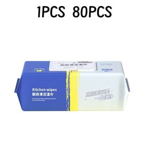 80PCS Kitchen Wipes Multipurpose Dish Cleaning Scented Wipes Strong Degreasing Anti-Oil Tissue Paper For Kitchen Range Hoods Household Use