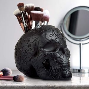 YOUSHI TOP Large Capacity Halloween Skeleton Holder Unique Realistic Gothic Pen Holder Personalized Handmade Skeleton Makeup Brush Holder Halloween