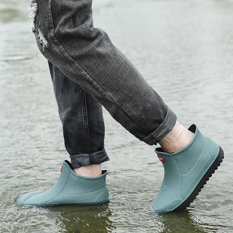 Cheap Men Short Tube Non-Slip Waterproof Shoes Rain Boots Fashion