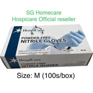 Hospicare Premium Grade Powder-Free Nitrile Gloves Size S M L ( Blue or Black Colour)