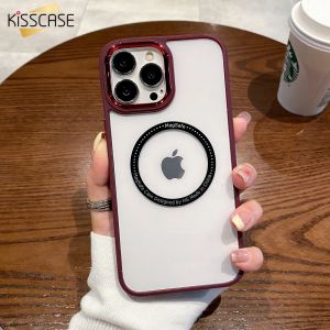 KISSCASE High Transparent Electroplated Acrylic Magsafe Case For iPhone 14 Pro Max 14 Plus 13 12 11 Wireless Phone Back Cover Case